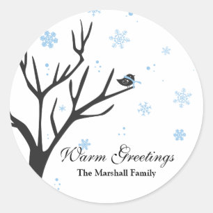 Whimsy Tree and Bird - Sneeuwvlokken Sticker