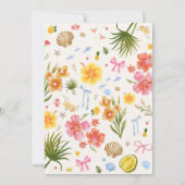 Whimsy Tropical Shell Coquette Bow Baby shower Kaart (Achterkant)
