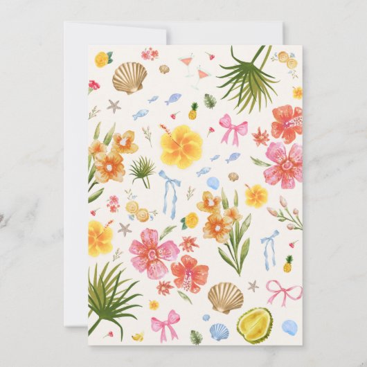 Whimsy Tropical Shell Coquette Bow Baby shower Kaart (Achterkant)