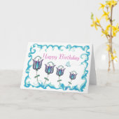 Whimsy Tulips - Happy Birthday Wenskaart Kaart (Gele Bloem)