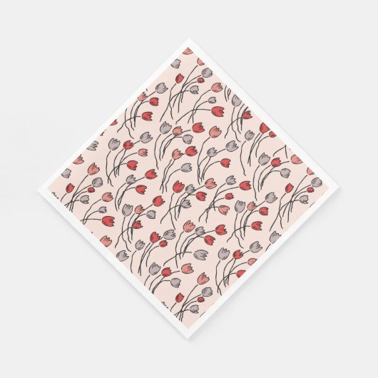 Whimsy Tulips Red Pink Servet (Hoek)