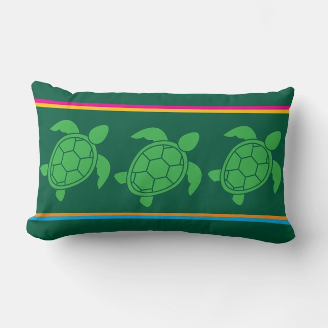 Whimsy Turtles Green Lumbar Cushion Kussen (Voorkant)