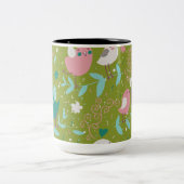 Whimsy Tweety Vogels op Vines Tweekleurige Koffiemok (Center)