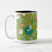 Whimsy Tweety Vogels op Vines Tweekleurige Koffiemok (Links)