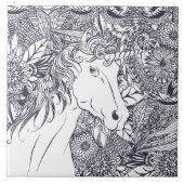 Whimsy unicorn en floral mandala-ontwerp tegeltje (Voorkant)