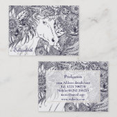 Whimsy unicorn en floral mandala-ontwerp visitekaartje (Voorkant / Achterkant)