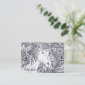 Whimsy unicorn en floral mandala-ontwerp visitekaartje (Staand voorkant)
