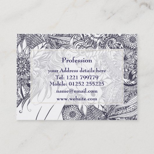 Whimsy unicorn en floral mandala-ontwerp visitekaartje (Achterkant)