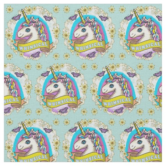 Whimsy Unicorn Fabric Stof (Close Up)