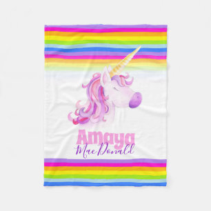 Whimsy unicorn-regenboognaamdeken fleece deken