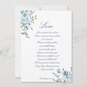 Whimsy Watercolor Blauwe Botanische Script Bruilof Kaart (Achterkant)
