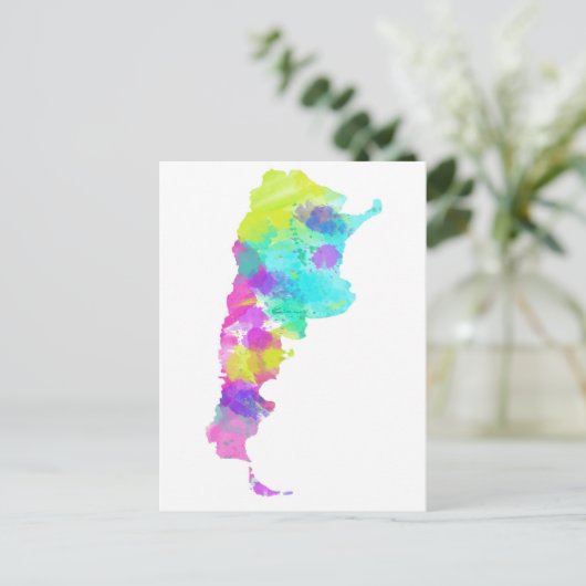 Whimsy Waterverf Argentina Map Briefkaart (Staand voorkant)