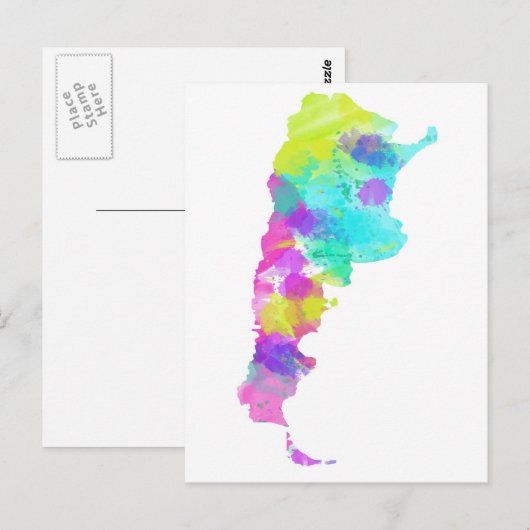 Whimsy Waterverf Argentina Map Briefkaart (Voorkant / Achterkant)