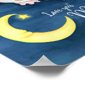 Whimsy waterverf art koe die over de maan springt poster (Hoek)