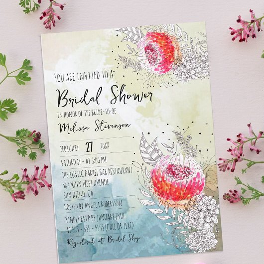 Whimsy Waterverf Fantasy Florals Vrijgezellenfeest Kaart