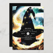 Whimsy Waterverf Fun Wizard Verjaardag Kaart (Voorkant / Achterkant)