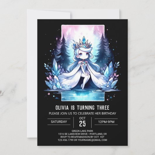 Whimsy Waterverf Prinses Verjaardag Kaart (Voorkant)