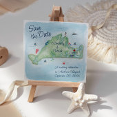 Whimsy Waterverf Wedding Map of Marthas Vineyard Save The Date