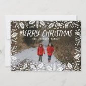 Whimsy White Holly Border met Kerstmis Feestdagenkaart (Voorkant)