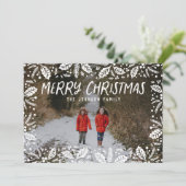 Whimsy White Holly Border met Kerstmis Feestdagenkaart (Staand voorkant)