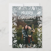 Whimsy White Holly Border met Kerstmis Feestdagenkaart (Voorkant)