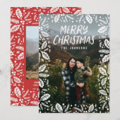 Whimsy White Holly Border met Kerstmis Feestdagenkaart (Voorkant / Achterkant)