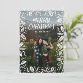 Whimsy White Holly Border met Kerstmis Feestdagenkaart (Staand voorkant)