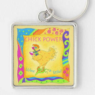 Whimsy Wine een Little Chick Power Yellow Sleutelhanger