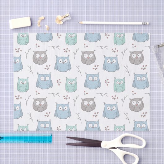 Whimsy Winter Owls Pattern Tissue Paper Tissuepapier (Craft)