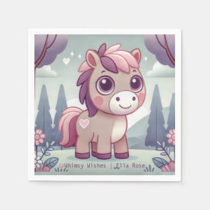Whimsy Wishes Roze Pony Personaliseren Party Serve Servet