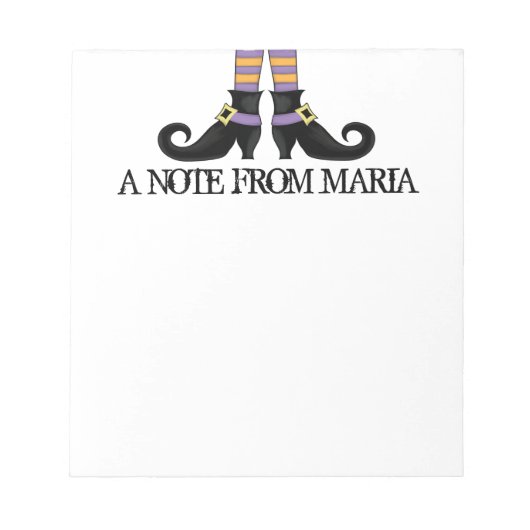 Whimsy Witch Shoes met Paarse en Oranje stripe Notitieblok (Voorkant)