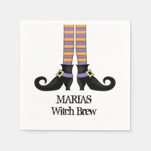 Whimsy Witch Shoes met Paarse en Oranje stripe Servet