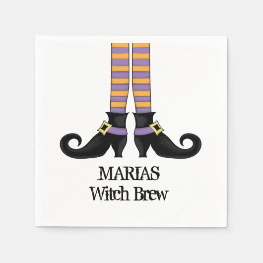 Whimsy Witch Shoes met Paarse en Oranje stripe Servet (Voorkant)