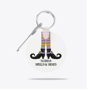 Whimsy Witch Shoes met Paarse en Oranje stripe Sleutelhanger