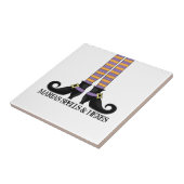 Whimsy Witch Shoes met Paarse en Oranje stripe Tegeltje (Zijkant)