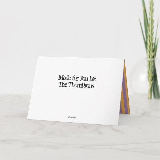 Whimsy Witch Shoes met Paarse en Oranje stripes Kaart (Achterkant)