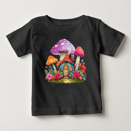 Whimsy Wonderland Mushroom House Baby Bodysuit (Voorkant)