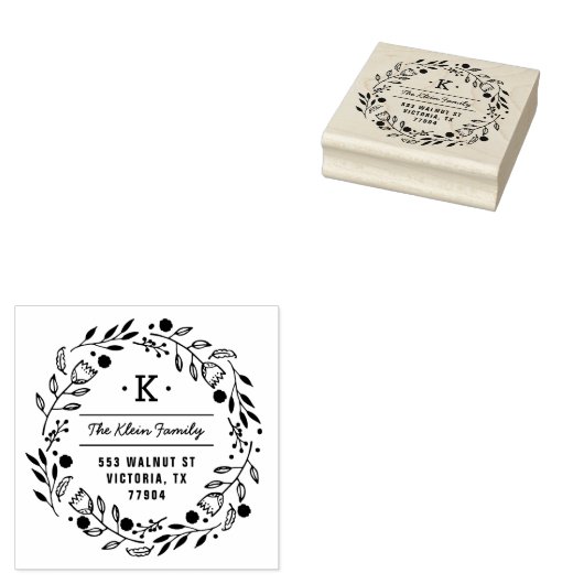 Whimsy Wreater Monogram Adres Stempel (Gestempeld)