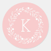 Whimsy Wreater Monogram Round Sticker (Voorkant)
