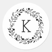 Whimsy Wreater Monogram Round Sticker (Voorkant)
