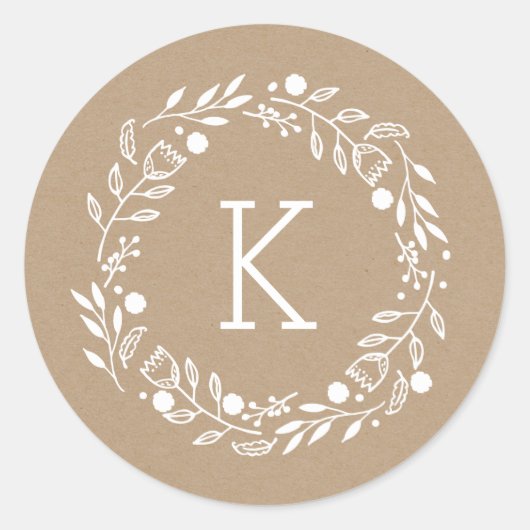 Whimsy Wreater Monogram Round Sticker (Voorkant)