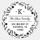 Whimsy Wreath Monogram Adres Sticker (Voorkant)