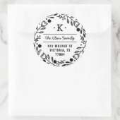 Whimsy Wreath Monogram Adres Sticker (Tas)