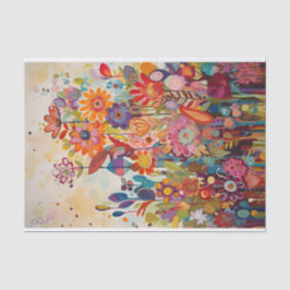 Whimsy Zomer Bloemen Abstract Schilderij Decoupage Tissuepapier