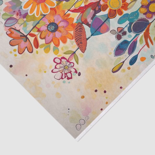 Whimsy Zomer Bloemen Abstract Schilderij Decoupage Tissuepapier (Detail)