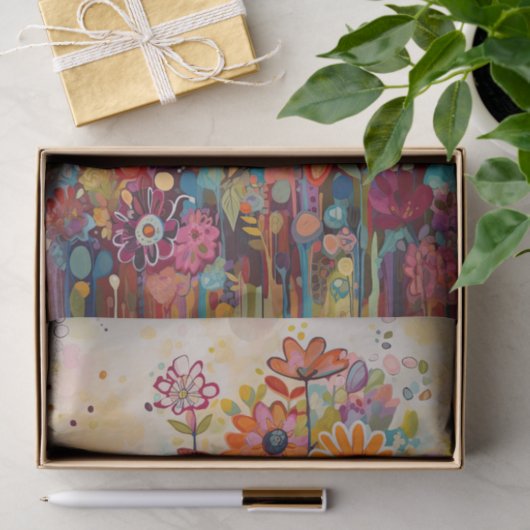 Whimsy Zomer Bloemen Abstract Schilderij Decoupage Tissuepapier (Geschenk)