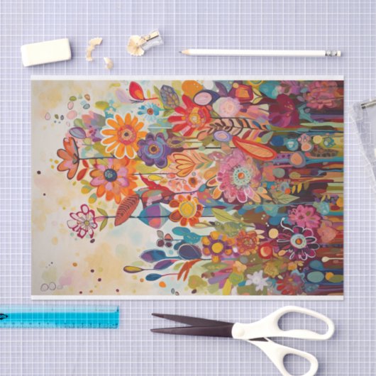 Whimsy Zomer Bloemen Abstract Schilderij Decoupage Tissuepapier (Craft)