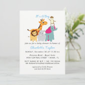 Whimsy Zoo Animals Cute Boys Baby shower nodigt ui Kaart (Staand voorkant)