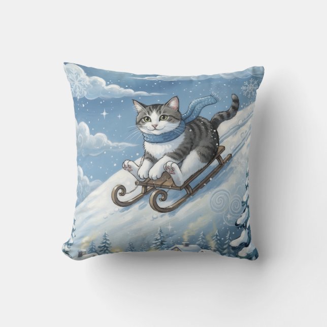WhimsyCatSled Kussen (Voorkant)