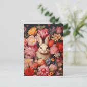 Whimvische Vintage Konijn Lente Bloesems Feestdagenkaart (Staand voorkant)